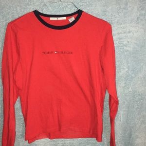 red tommy hilfiger shirt L
